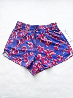 Athleta New Crossroads Athletic Shorts in purple floral size Small NWT